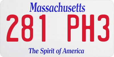 MA license plate 281PH3