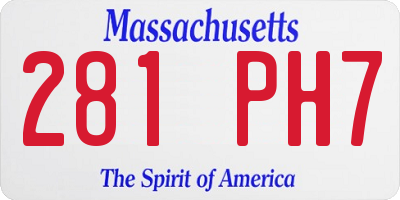 MA license plate 281PH7