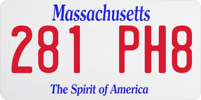 MA license plate 281PH8