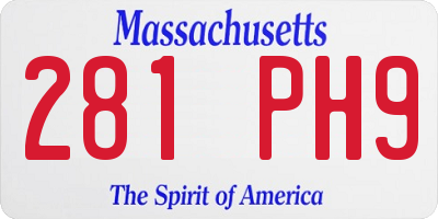 MA license plate 281PH9
