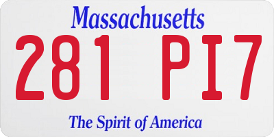 MA license plate 281PI7