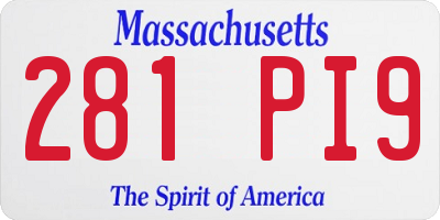 MA license plate 281PI9