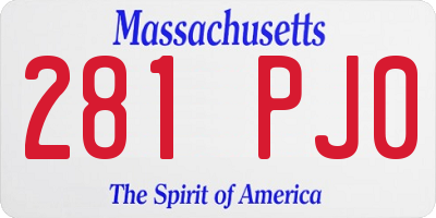 MA license plate 281PJ0