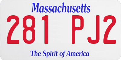 MA license plate 281PJ2