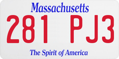 MA license plate 281PJ3