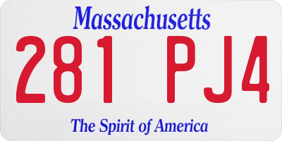 MA license plate 281PJ4