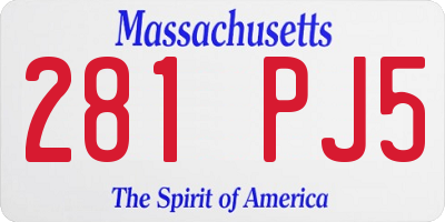 MA license plate 281PJ5