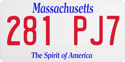 MA license plate 281PJ7