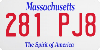MA license plate 281PJ8