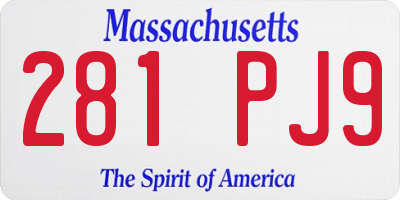 MA license plate 281PJ9