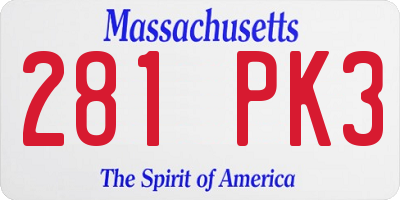 MA license plate 281PK3