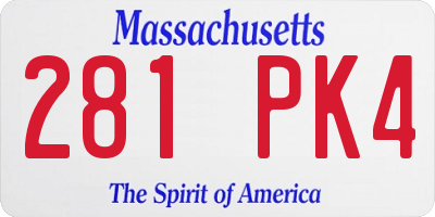 MA license plate 281PK4