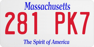 MA license plate 281PK7