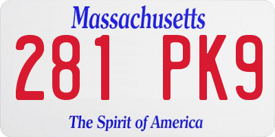 MA license plate 281PK9