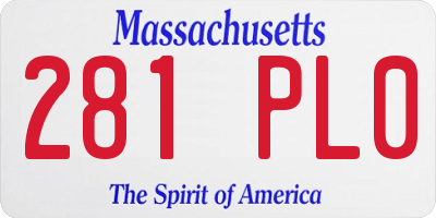 MA license plate 281PL0