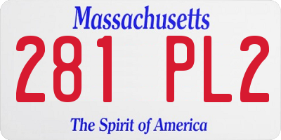 MA license plate 281PL2