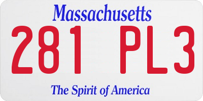 MA license plate 281PL3