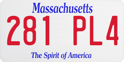 MA license plate 281PL4