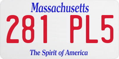 MA license plate 281PL5