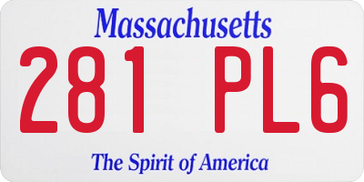 MA license plate 281PL6