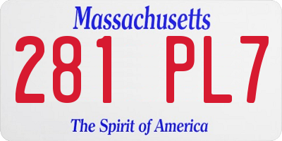 MA license plate 281PL7