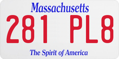 MA license plate 281PL8