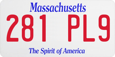 MA license plate 281PL9