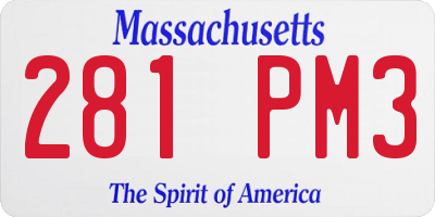 MA license plate 281PM3