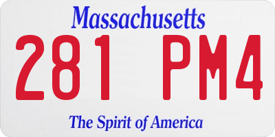 MA license plate 281PM4