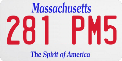 MA license plate 281PM5