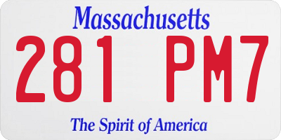 MA license plate 281PM7