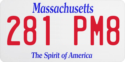 MA license plate 281PM8