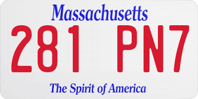 MA license plate 281PN7