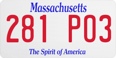 MA license plate 281PO3