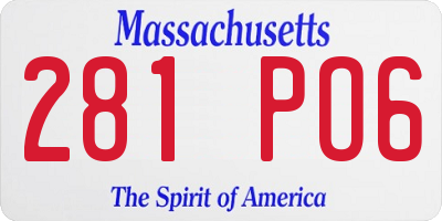 MA license plate 281PO6