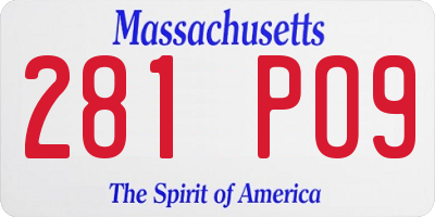 MA license plate 281PO9