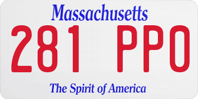 MA license plate 281PP0