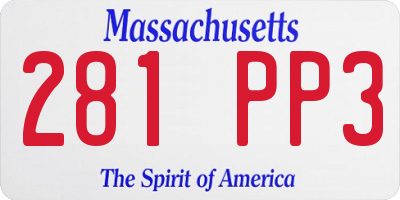 MA license plate 281PP3