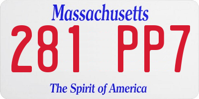 MA license plate 281PP7