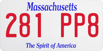 MA license plate 281PP8