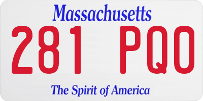 MA license plate 281PQ0