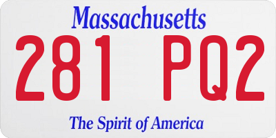 MA license plate 281PQ2