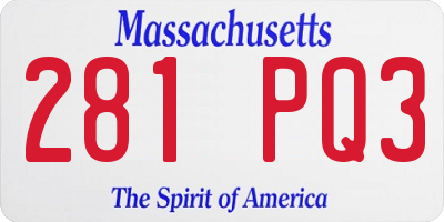 MA license plate 281PQ3
