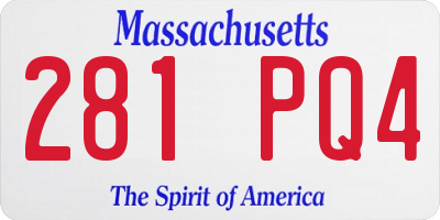 MA license plate 281PQ4