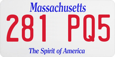 MA license plate 281PQ5