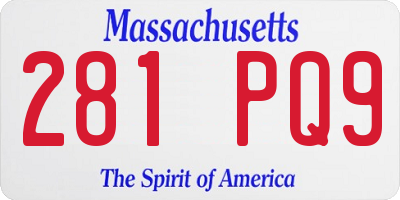 MA license plate 281PQ9
