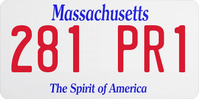 MA license plate 281PR1