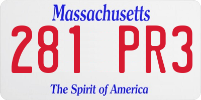 MA license plate 281PR3