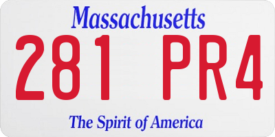 MA license plate 281PR4