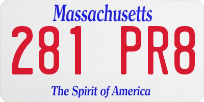 MA license plate 281PR8